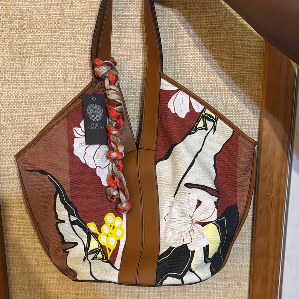 Vince Camuto Brown and Red Tote Bag